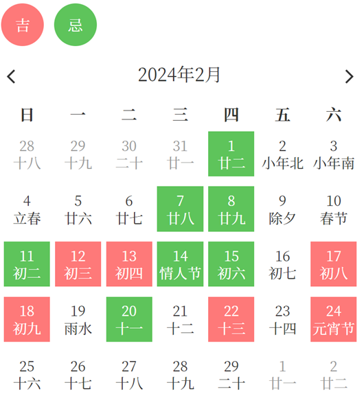 2024年正月开工吉日