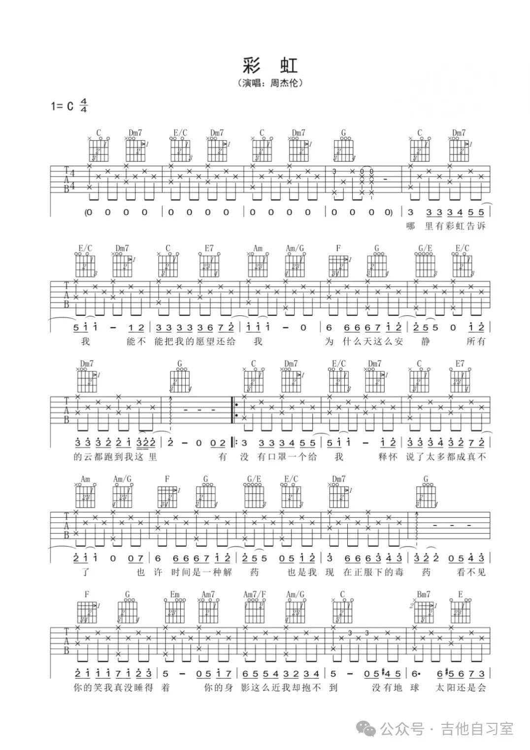 吉他简谱流行歌曲吉他简谱，探索音乐的魅力-第3张图片